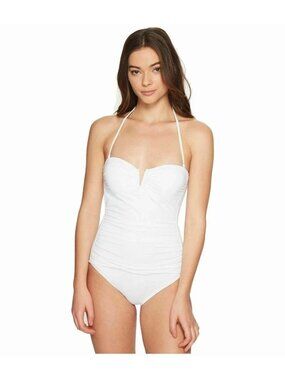 Tommy Bahama Size 6 White V-Wire Convertible One Piece Ruched Swimsuit NEW